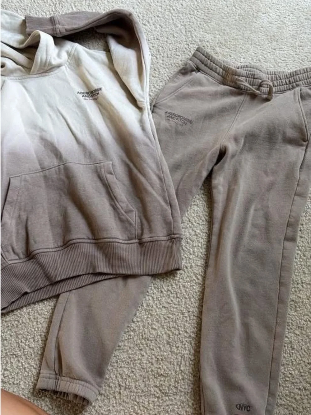 abercrombie kids taupe ombré hoodie and joggers set